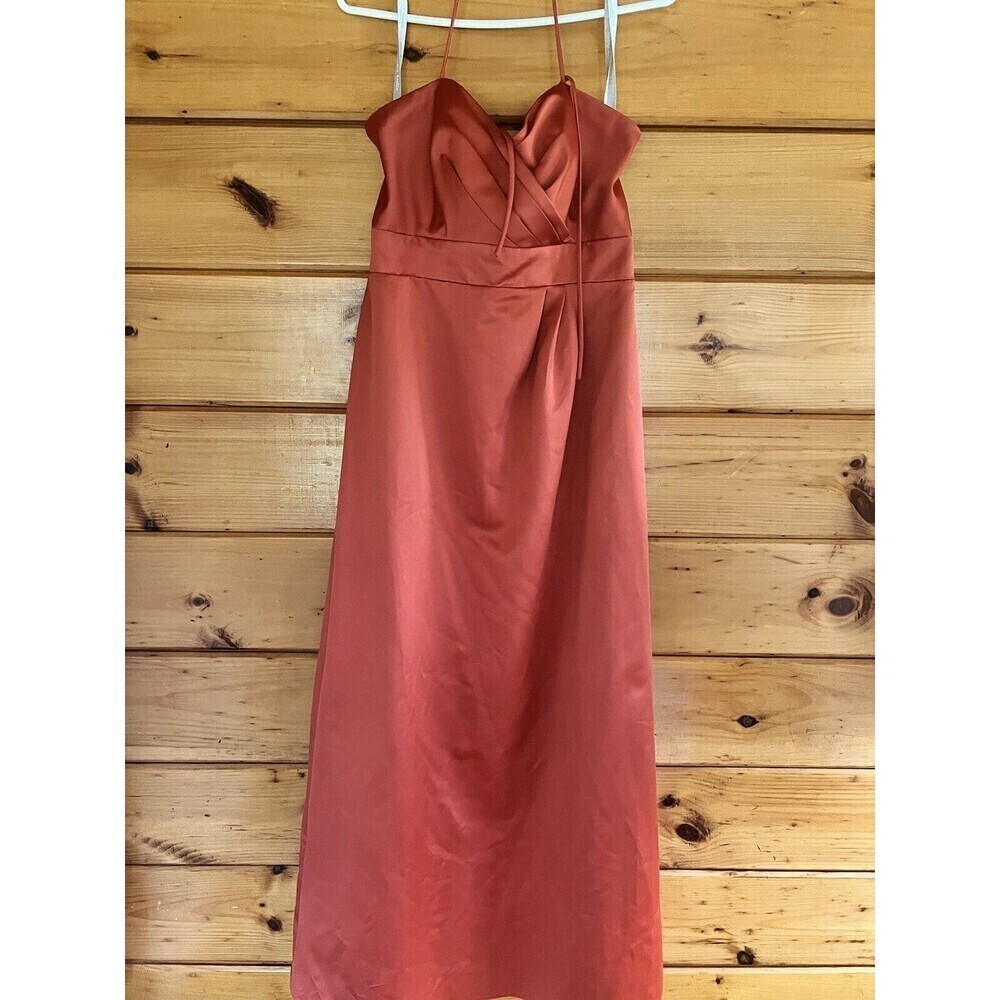 Alfred Angelo Dress Sz 12?Claret Orang/ Coral Pleated Corset